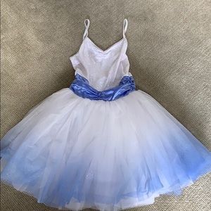 white and blue ballet tutu